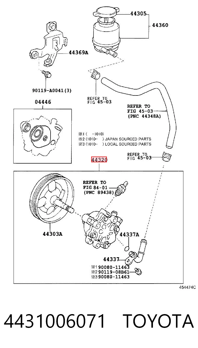 4431006071 Toyota Pompa wspomagania hydraulicznego kierownicy
