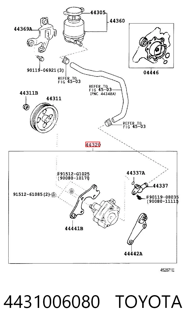 4431006080 Toyota Pompa wspomagania hydraulicznego kierownicy