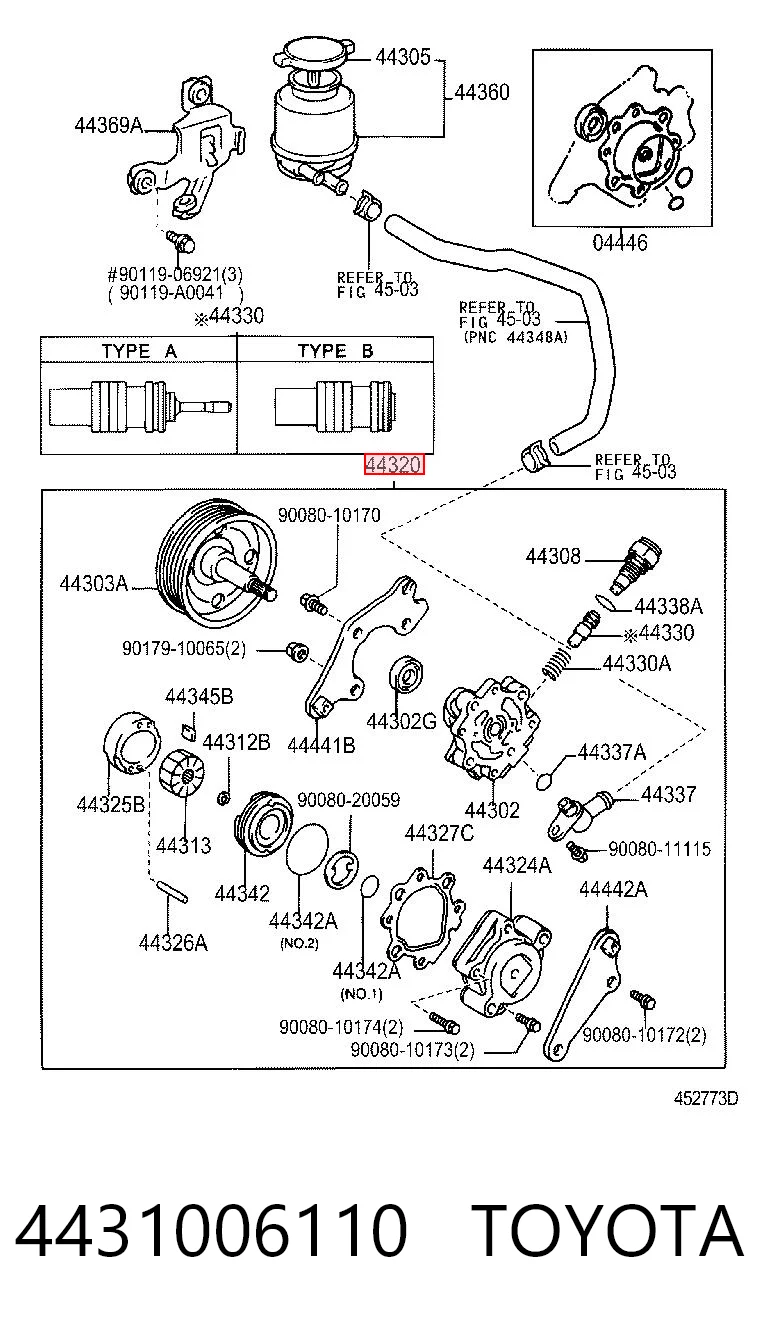 4431006110 Toyota Pompa wspomagania hydraulicznego kierownicy