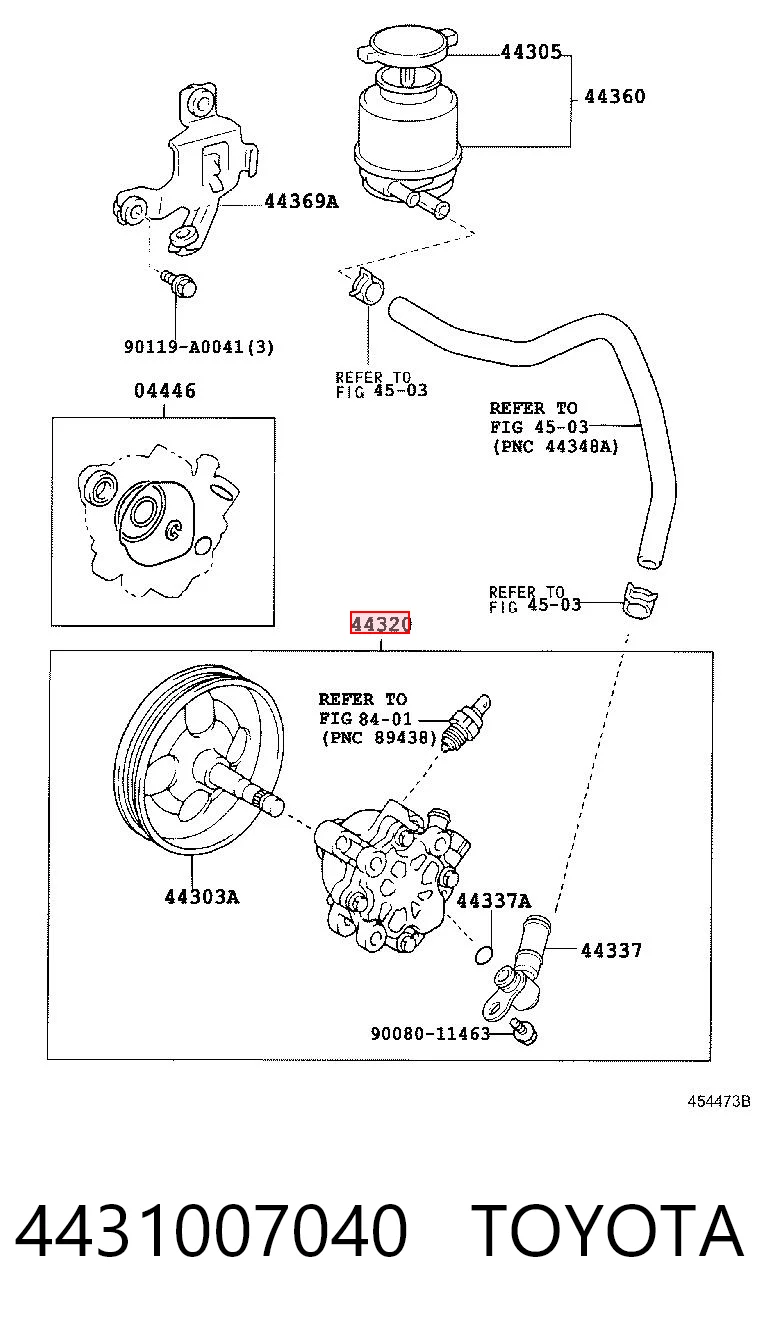 4431007040 Toyota Pompa wspomagania hydraulicznego kierownicy