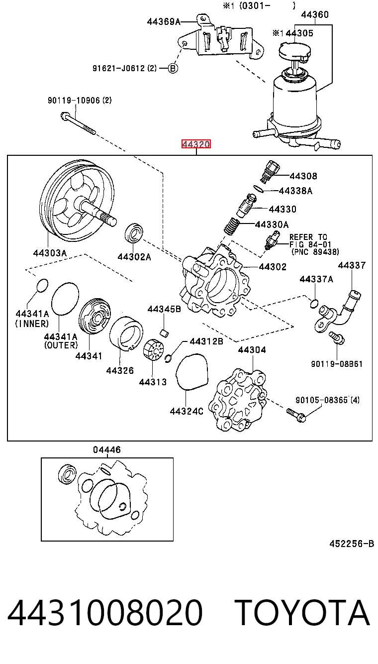 4431008020 Toyota Pompa wspomagania hydraulicznego kierownicy