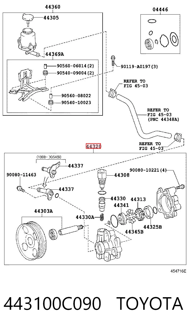 443100C090 Toyota Pompa wspomagania hydraulicznego kierownicy