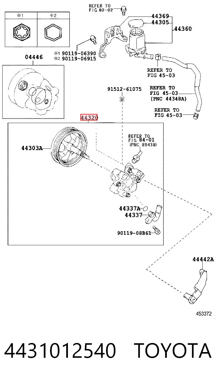4431012540 Toyota Pompa wspomagania hydraulicznego kierownicy