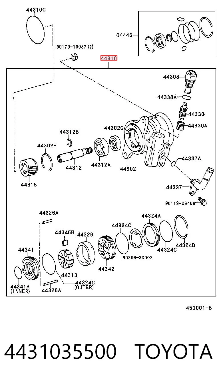 4431035500 Toyota Pompa wspomagania hydraulicznego kierownicy