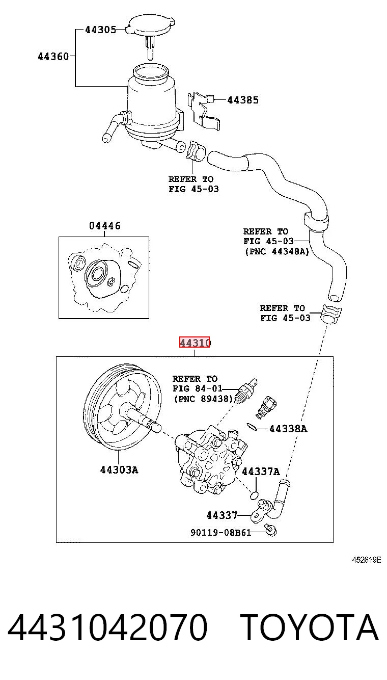 4431042070 Toyota Pompa wspomagania hydraulicznego kierownicy