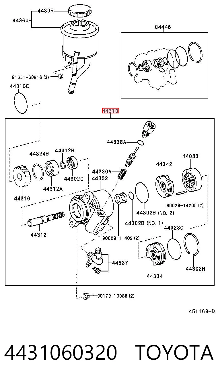 4431060320 Toyota Pompa wspomagania hydraulicznego kierownicy