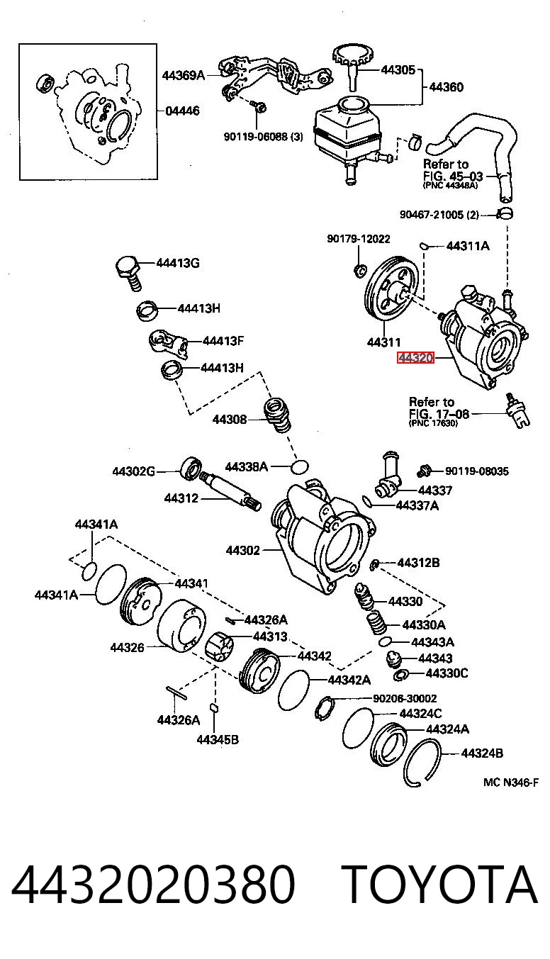Do koszyka Pompa wspomagania hydraulicznego kierownicy Toyota Camry II V2