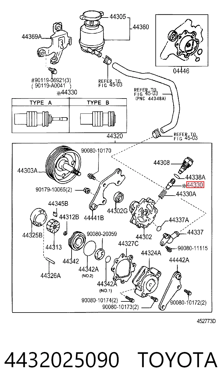 4432025090 Toyota Pompa wspomagania hydraulicznego kierownicy