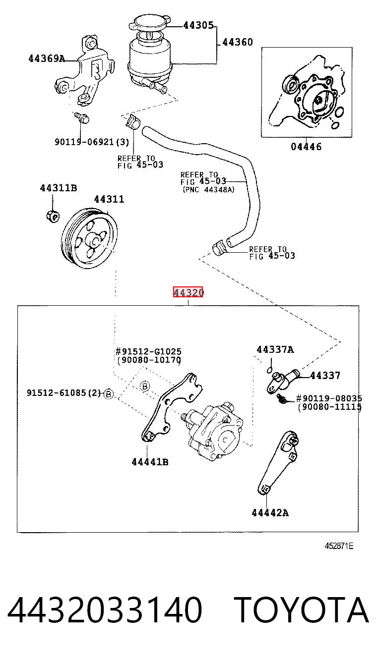 4432033140 Toyota Pompa wspomagania hydraulicznego kierownicy