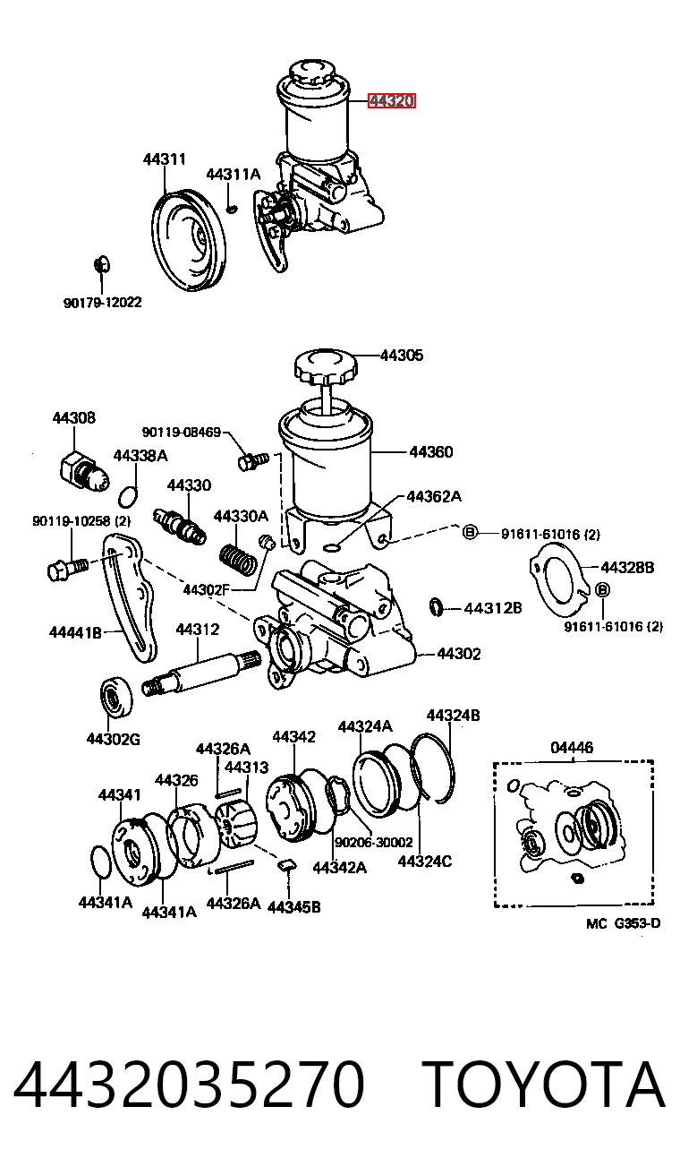 4432035270 Toyota Pompa wspomagania hydraulicznego kierownicy