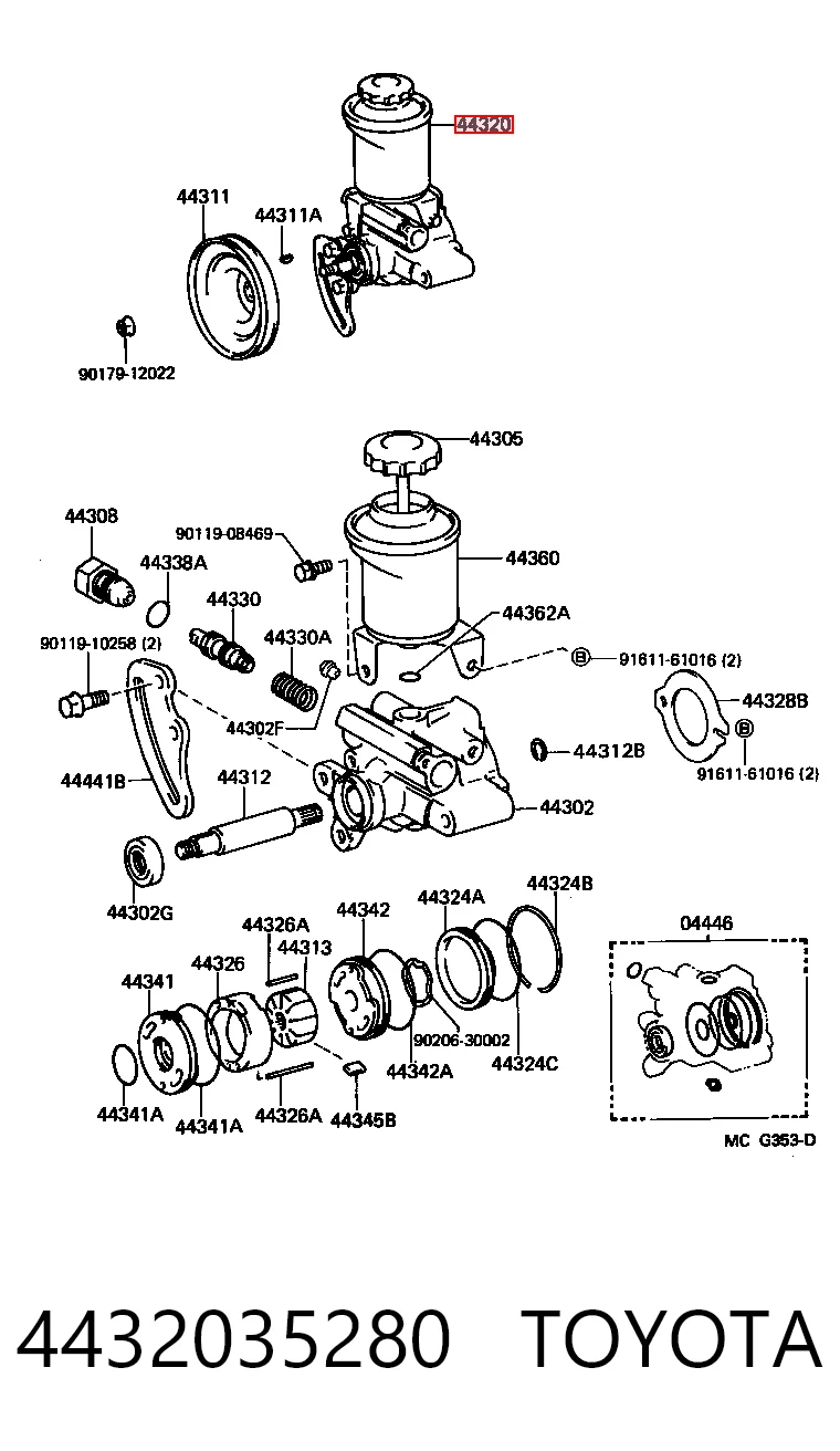 4432035280 Toyota Pompa wspomagania hydraulicznego kierownicy