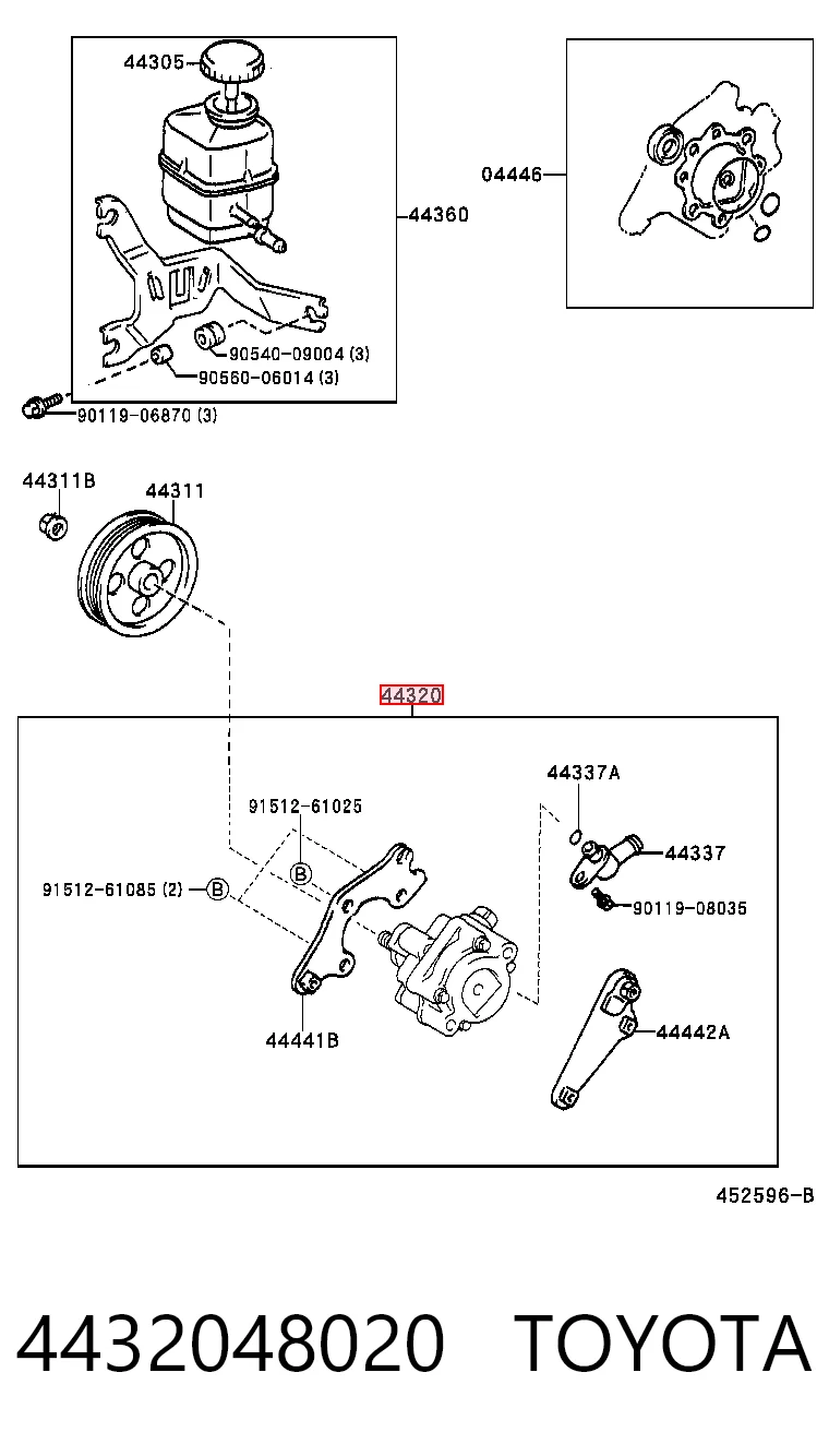 4432048020 Toyota Pompa wspomagania hydraulicznego kierownicy