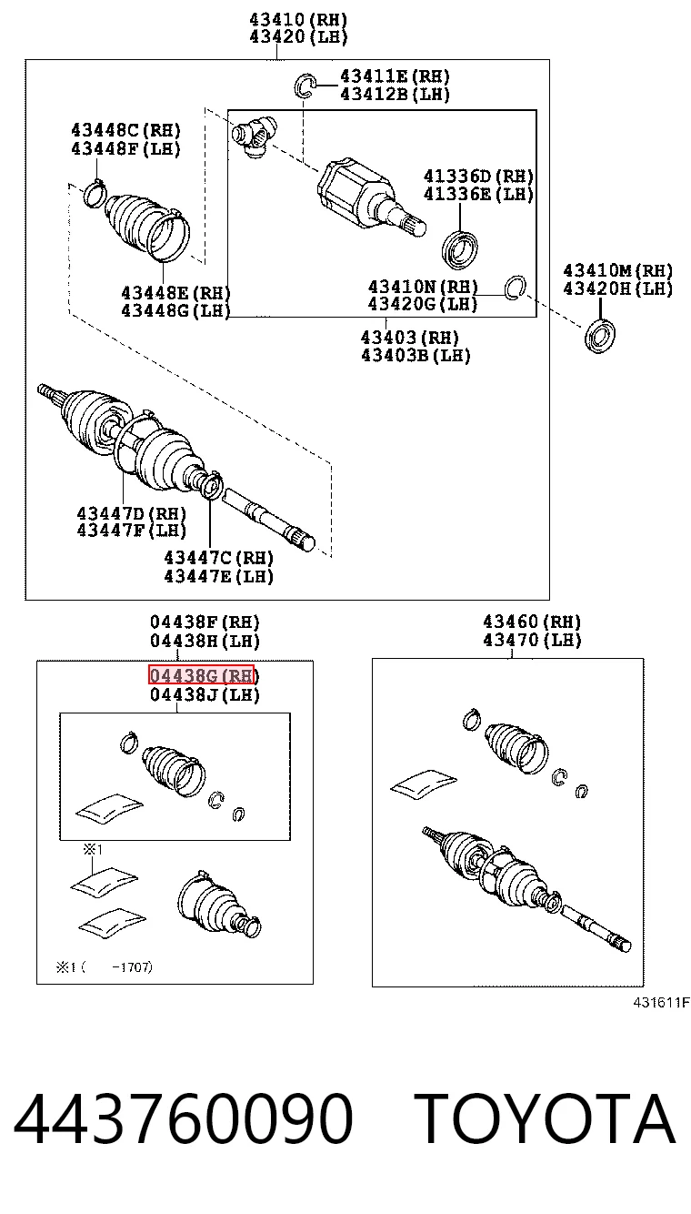 443760090 Toyota Osłona przegubu homokinetycznego półosi przedniej wewnętrzna