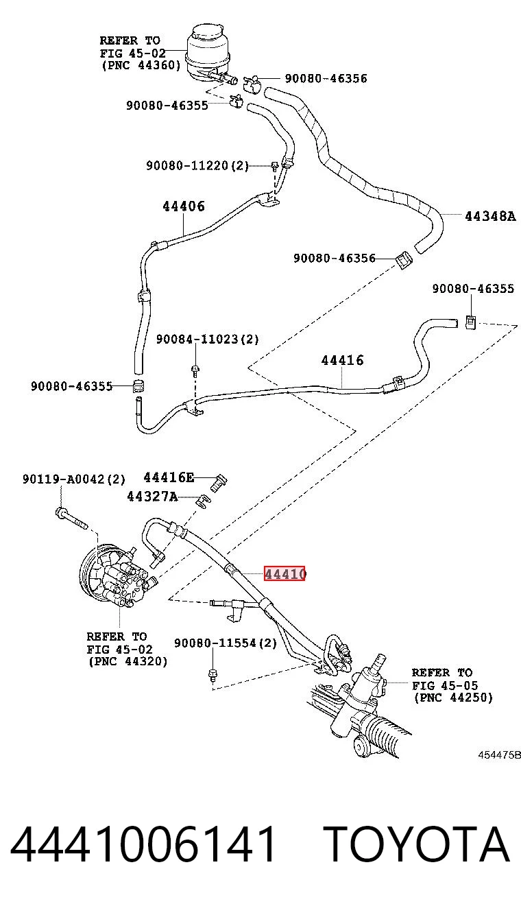 Przewód hydraulicznego układu wspomagania wysokiego ciśnienia, od pompy do maglownicy (mechanizmu) do Toyota Camry V V30