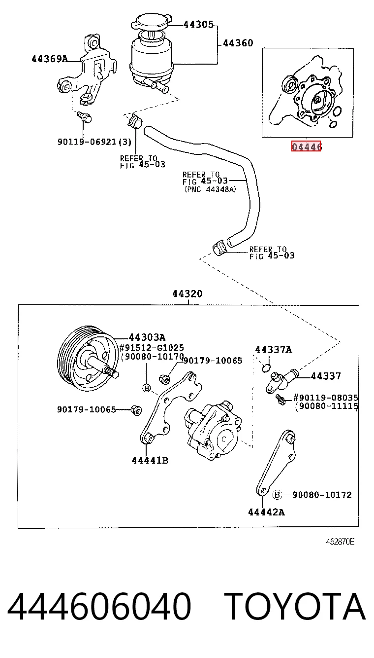 444606040 Toyota Zestaw naprawczy pompy wspomagania hydraulicznego
