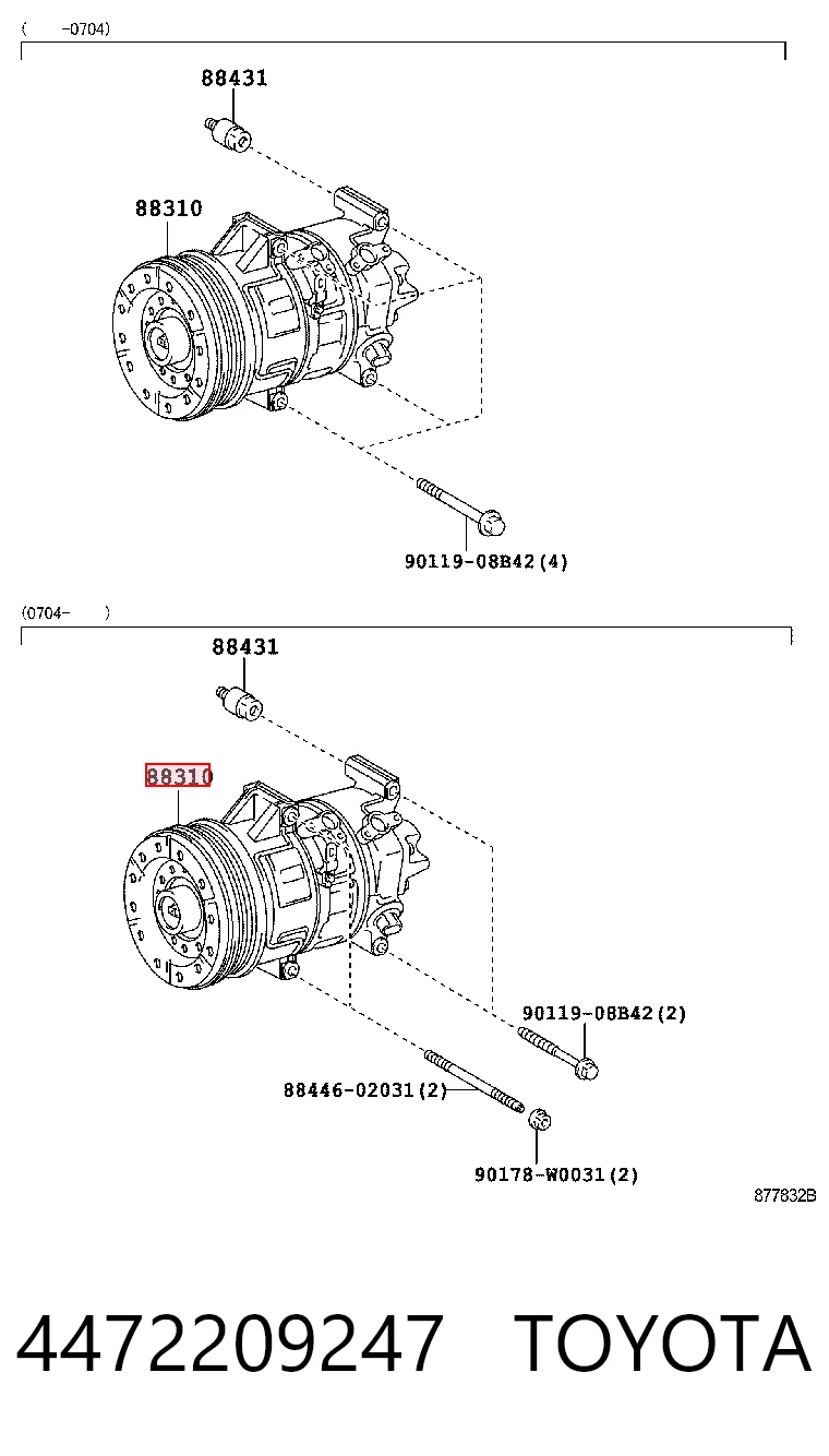 Sprężarka klimatyzacji Toyota Avensis II sedana (T25) (2003 - 2008) cena, od 146,67 USD