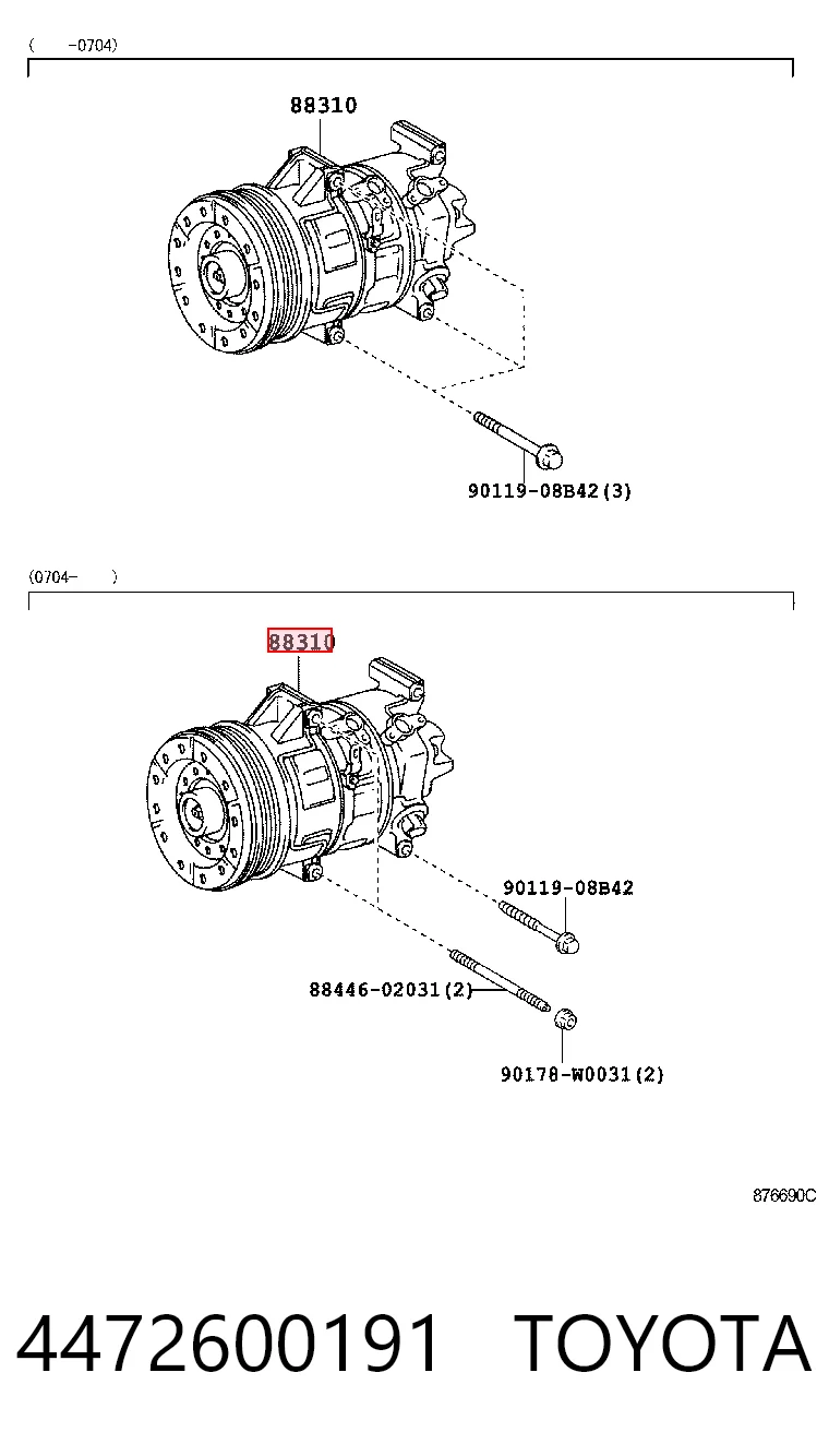 4472600191 Toyota Sprężarka klimatyzacji
