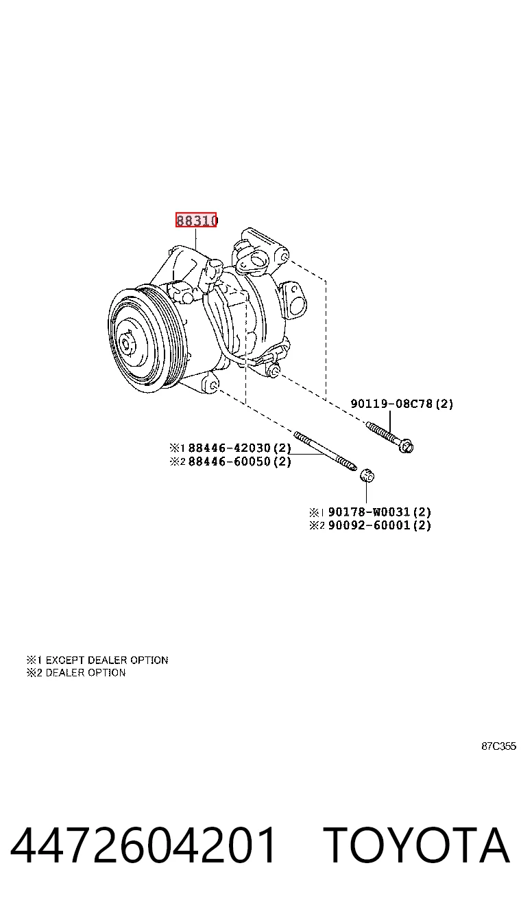 4472604201 Toyota Sprężarka klimatyzacji