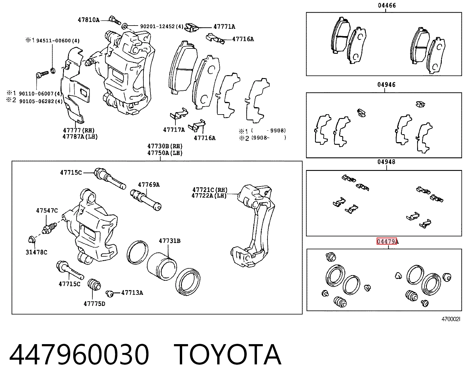 Zestaw naprawczy zacisku hamulcowego tylnego Toyota Land Cruiser PRADO