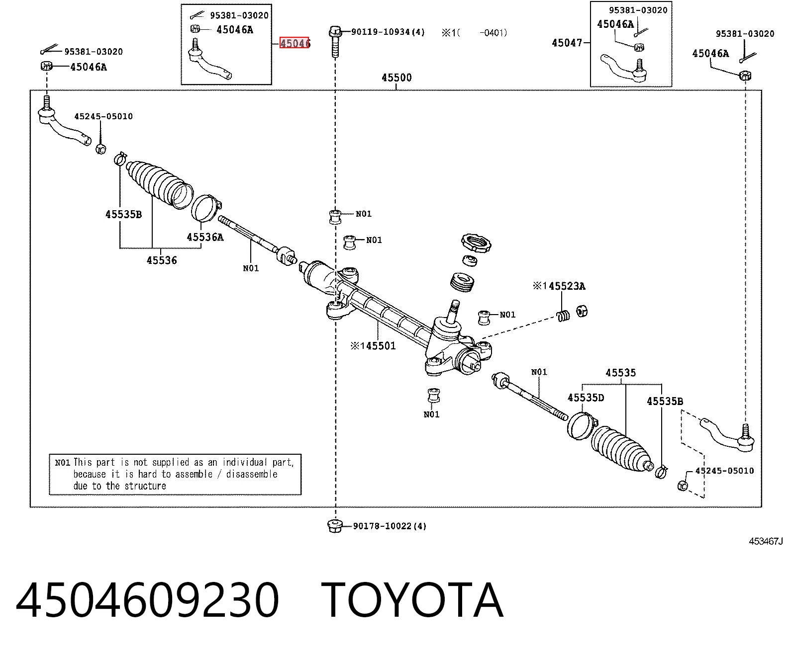  Końcówka drążka kierowniczego zewnętrzna Toyota Avensis 2