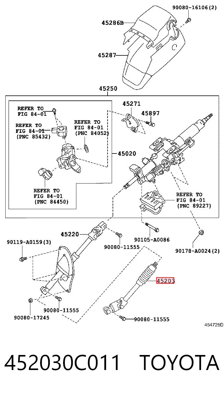 452030C011 Toyota Wał kolumny kierowniczej dolny