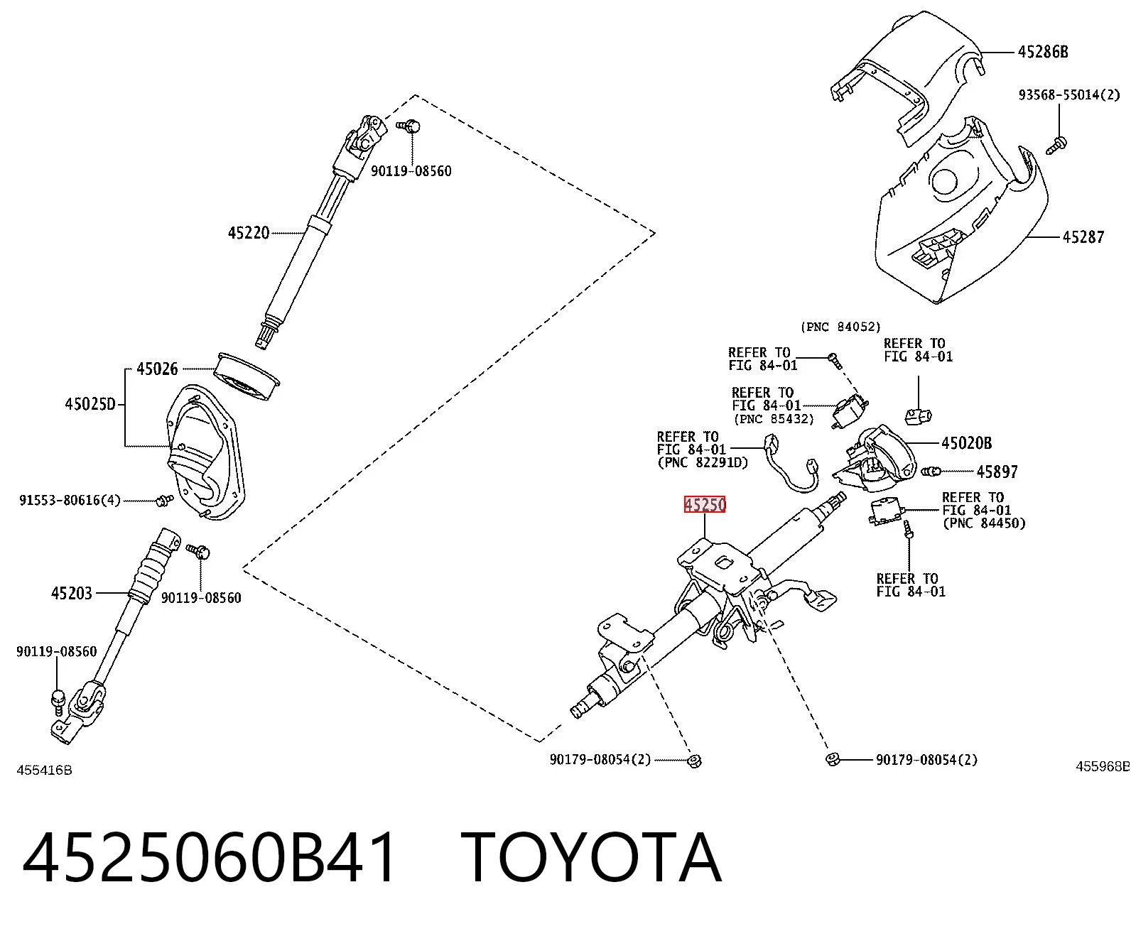 4525060B41 Toyota Kolumna (wał) kierownicza (kierownicy)