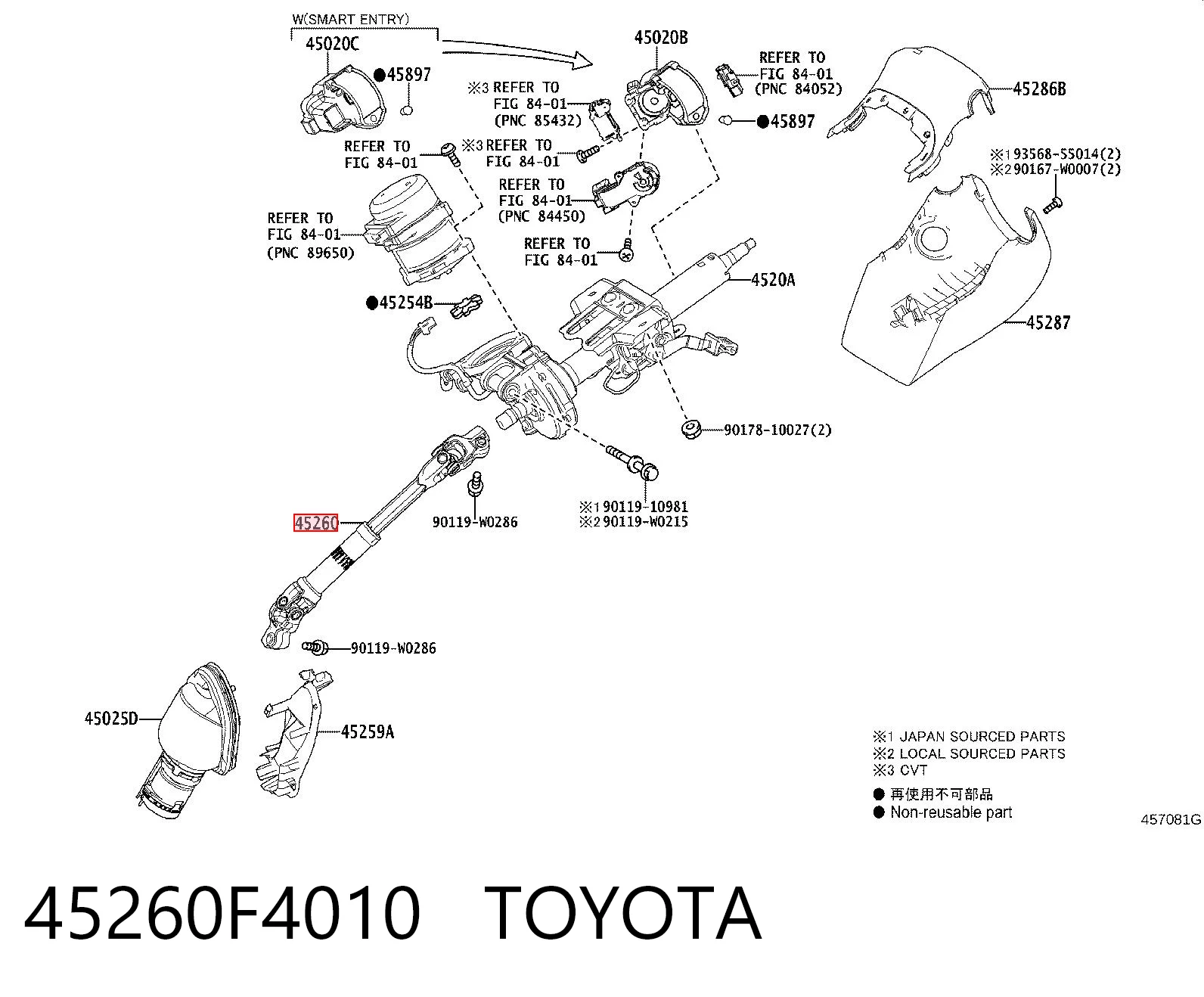 Kolumna (wał) kierownicza (kierownicy) Toyota C-HR hatchback (X10) (2016 - 2023) cena, od 248,05 USD