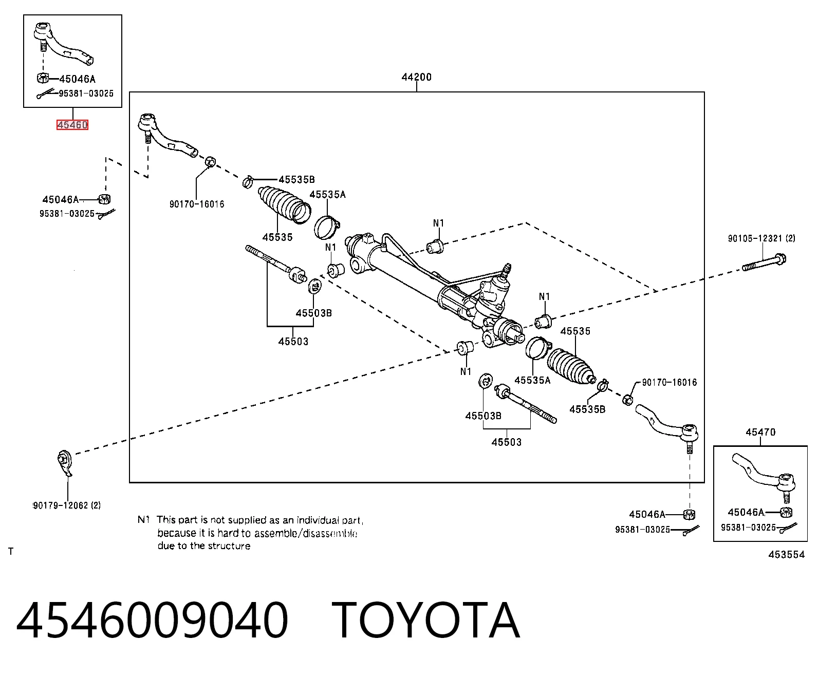 Końcówka drążka kierowniczego zewnętrzna Toyota Sienna 