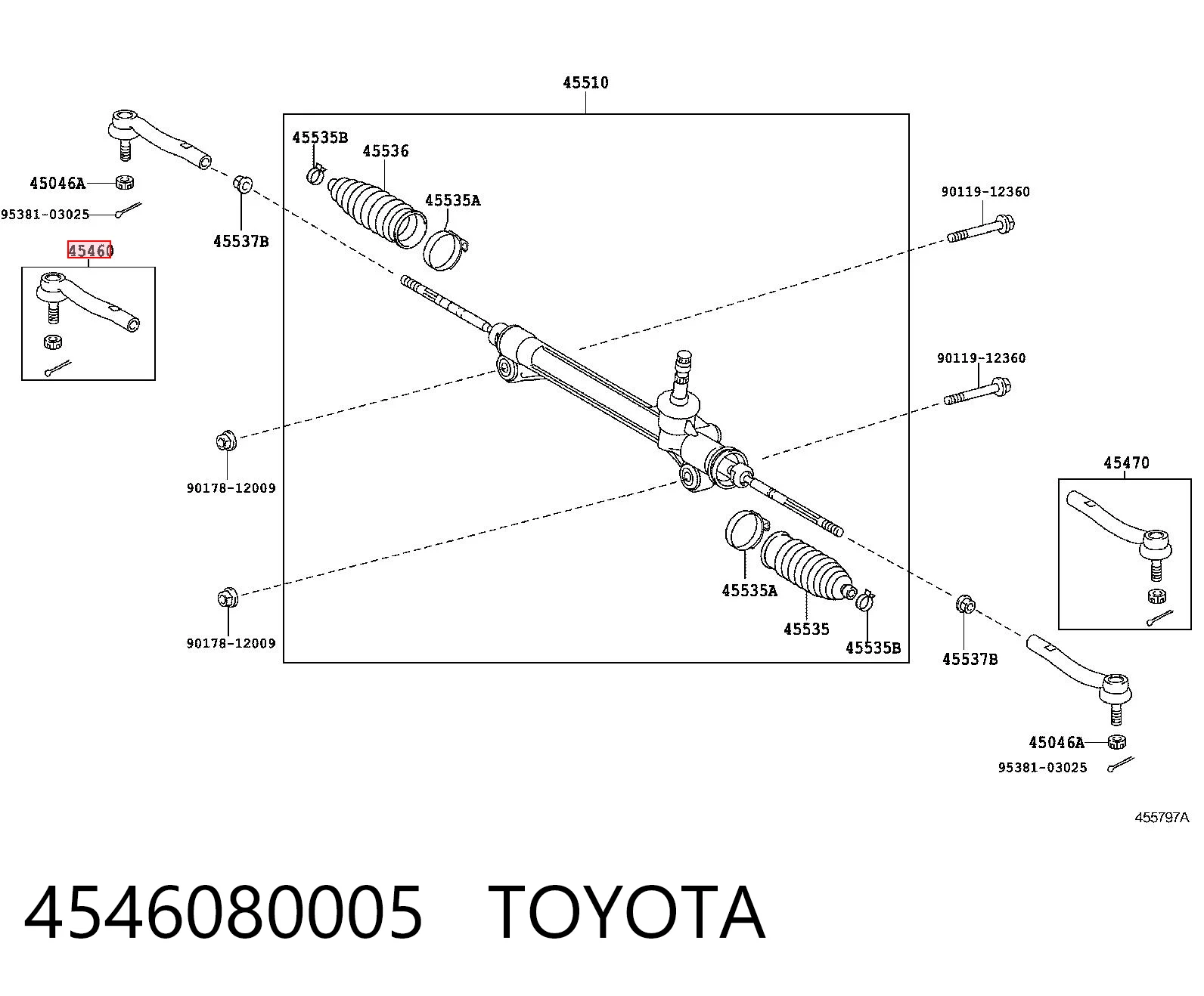 4546080005 Toyota Końcówka drążka kierowniczego zewnętrzna