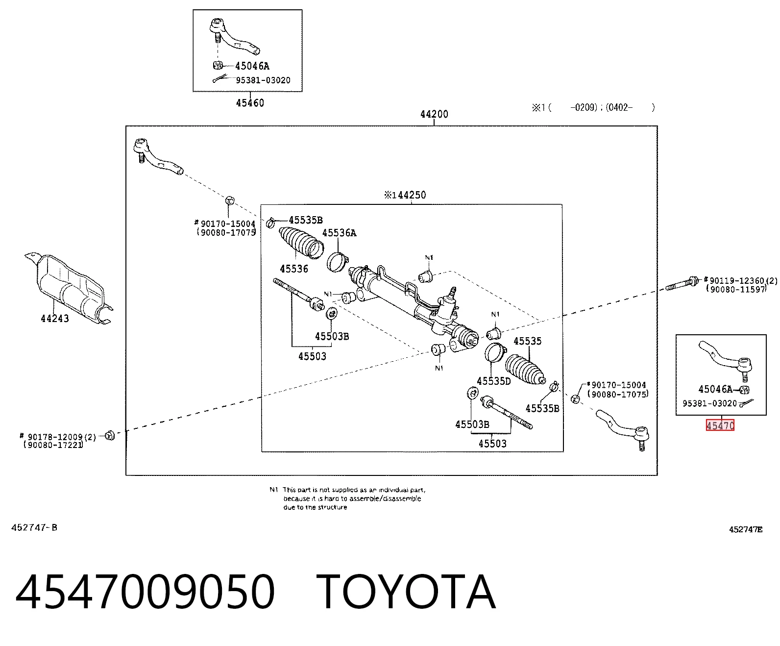 Końcówka drążka kierowniczego zewnętrzna do Toyota Previa  ACR3