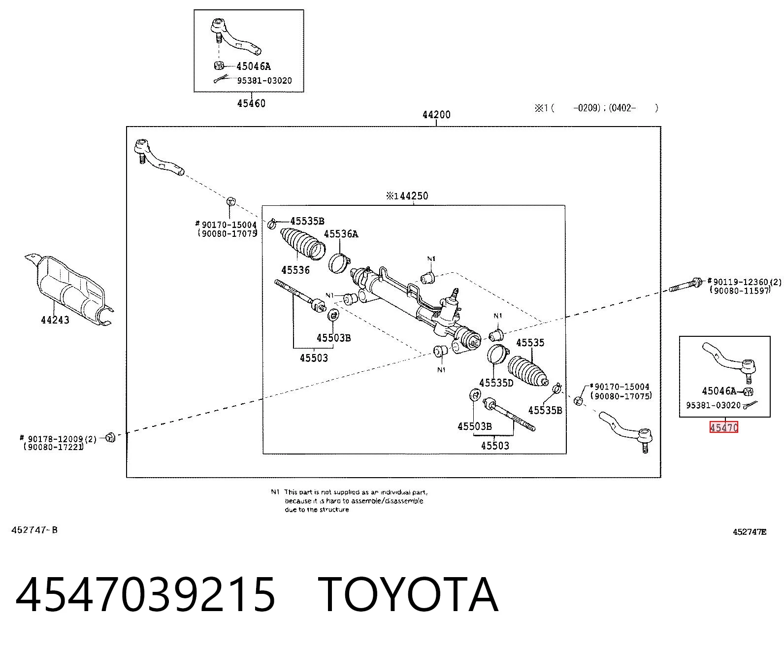Do koszyka Końcówka drążka kierowniczego zewnętrzna Toyota Previa  ACR3