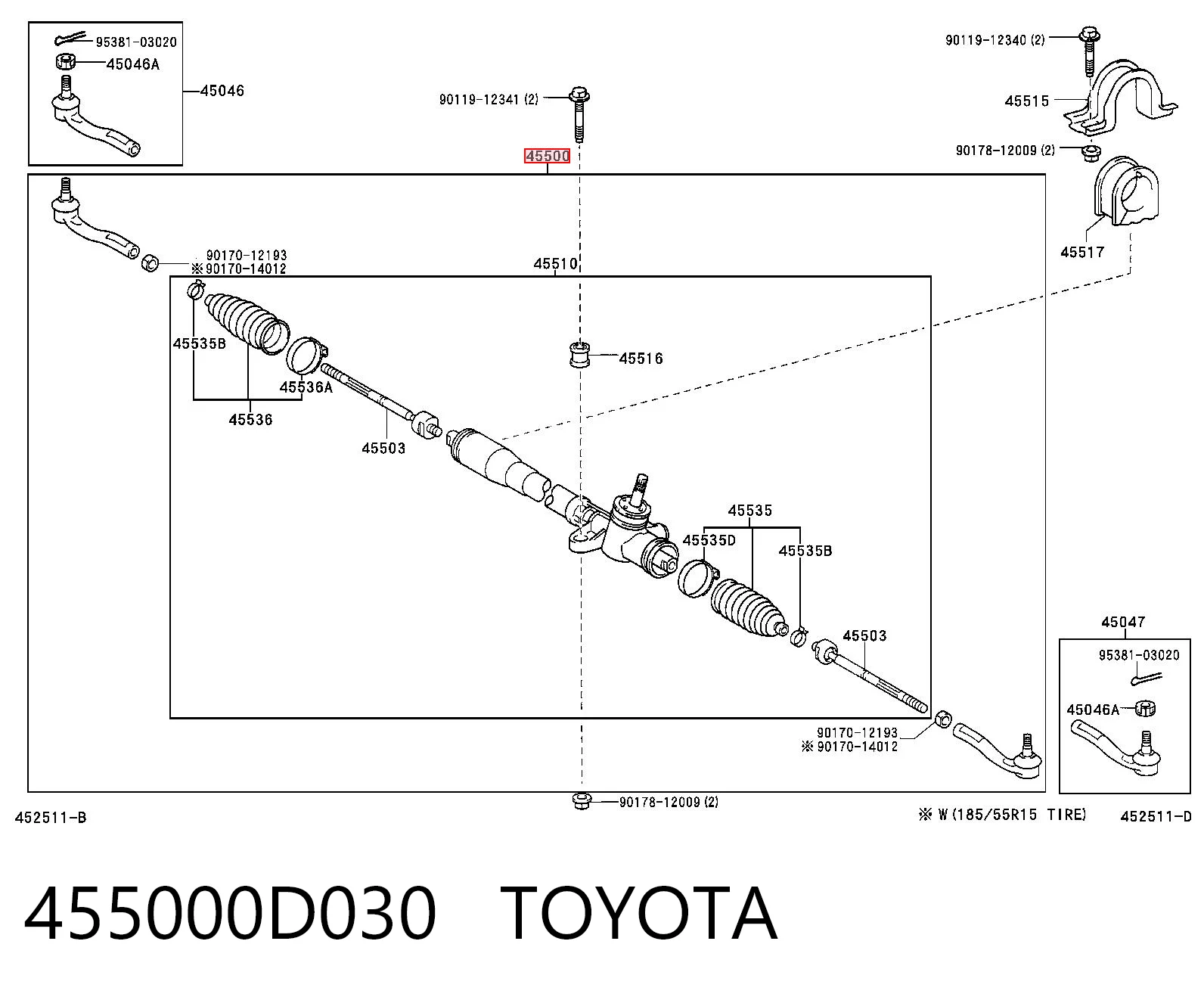Listwa kierownicza (maglownica) do Toyota Yaris  P10