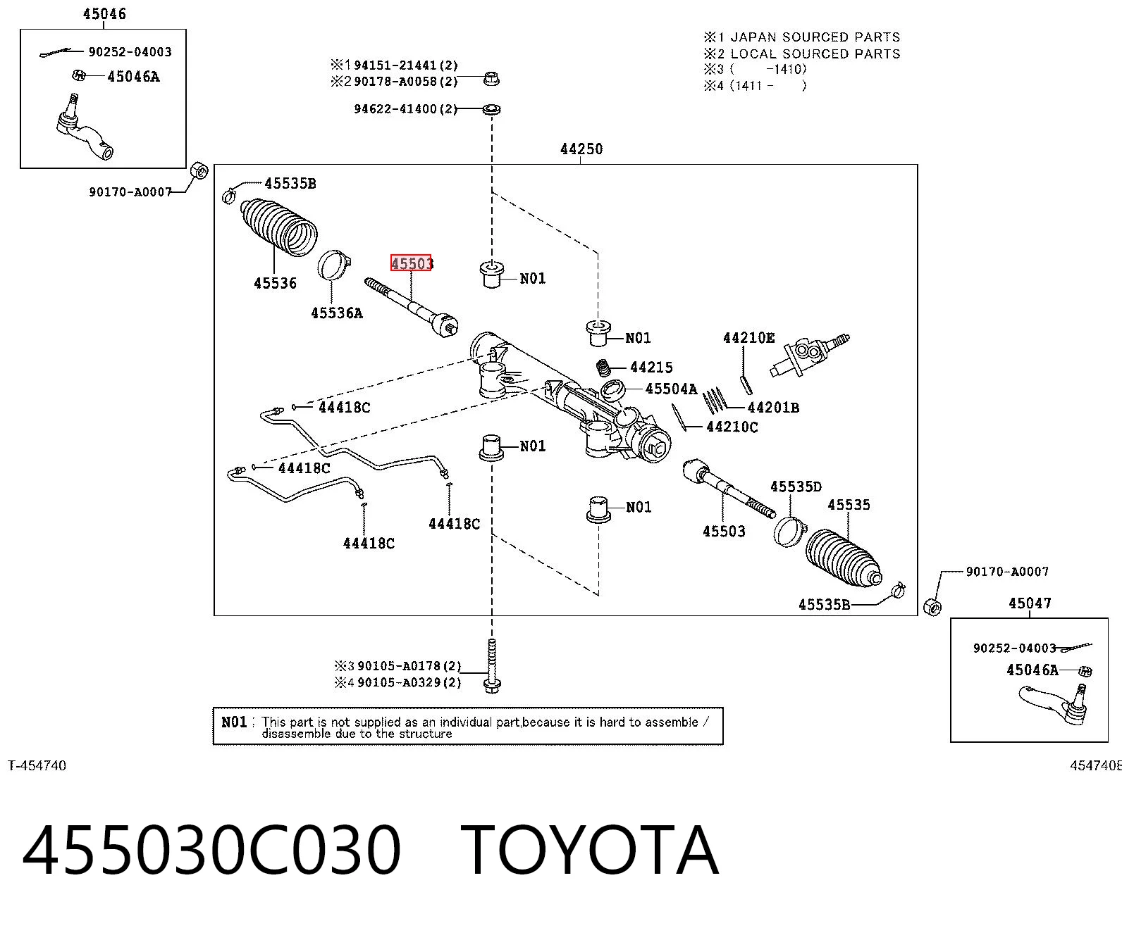 455030C030 Toyota Drążek kierowniczy