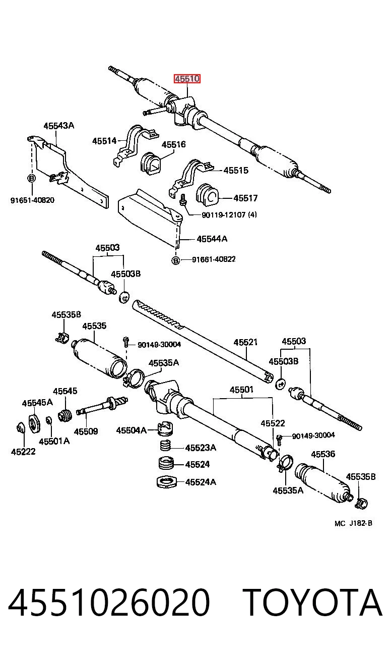 4551026020 Toyota Listwa kierownicza (maglownica)