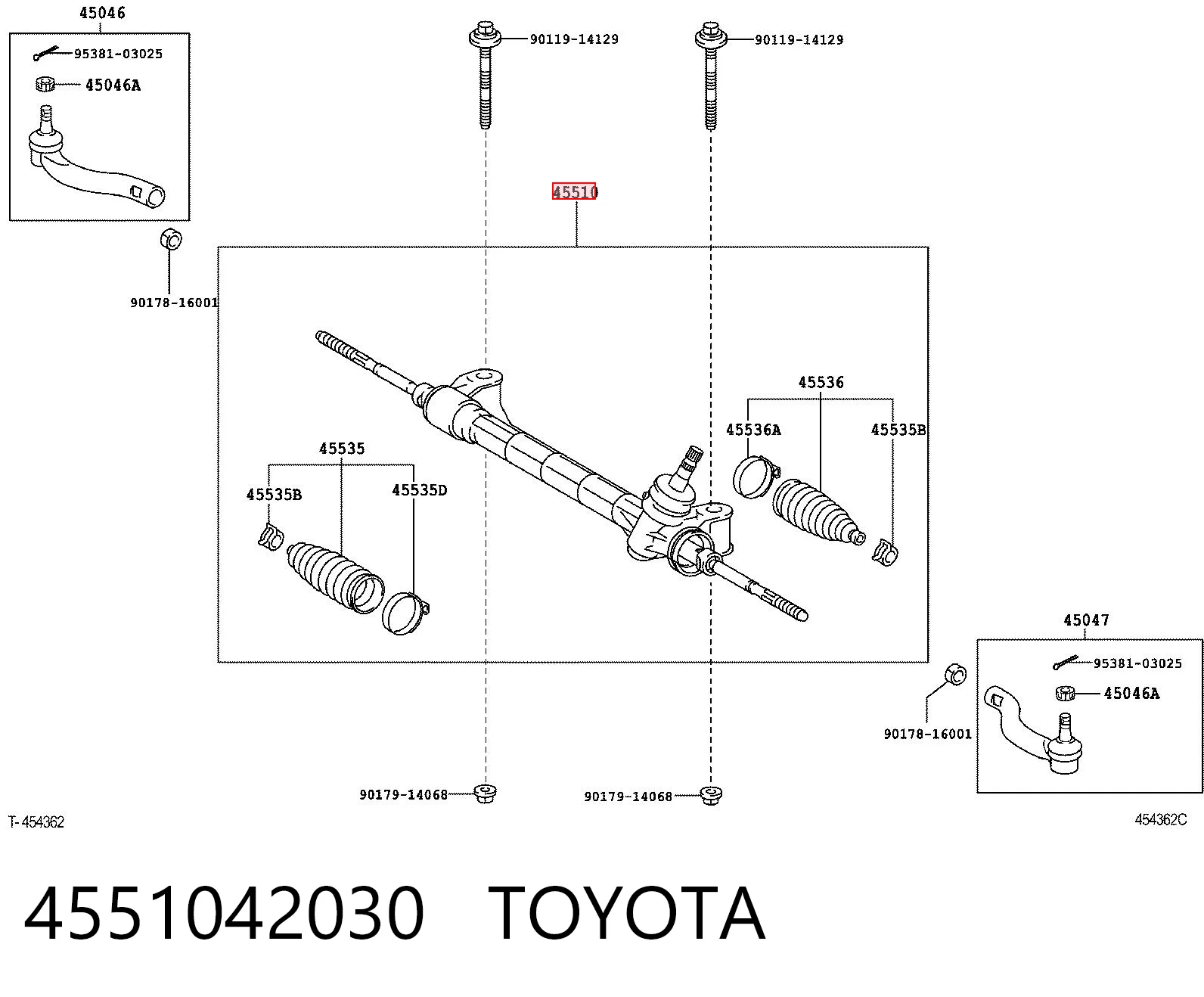 4551042030 Toyota Listwa kierownicza (maglownica)