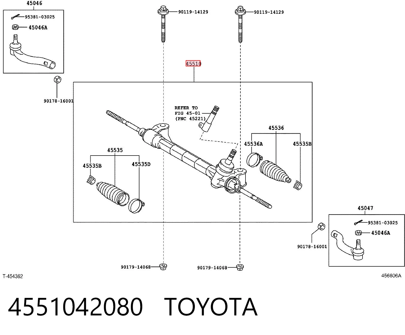 4551042080 Toyota Listwa kierownicza (maglownica)