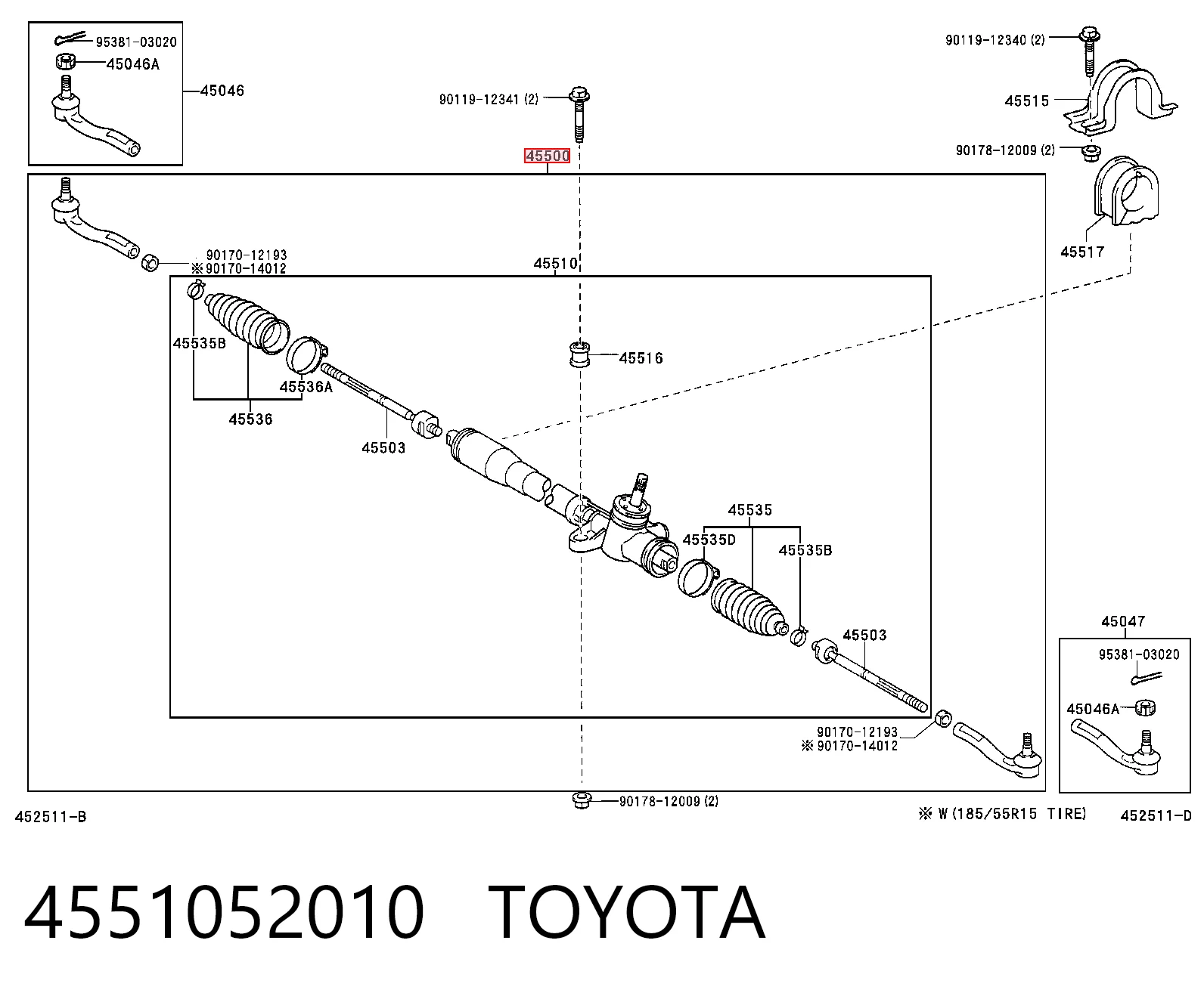  Listwa kierownicza (maglownica) Toyota Yaris 