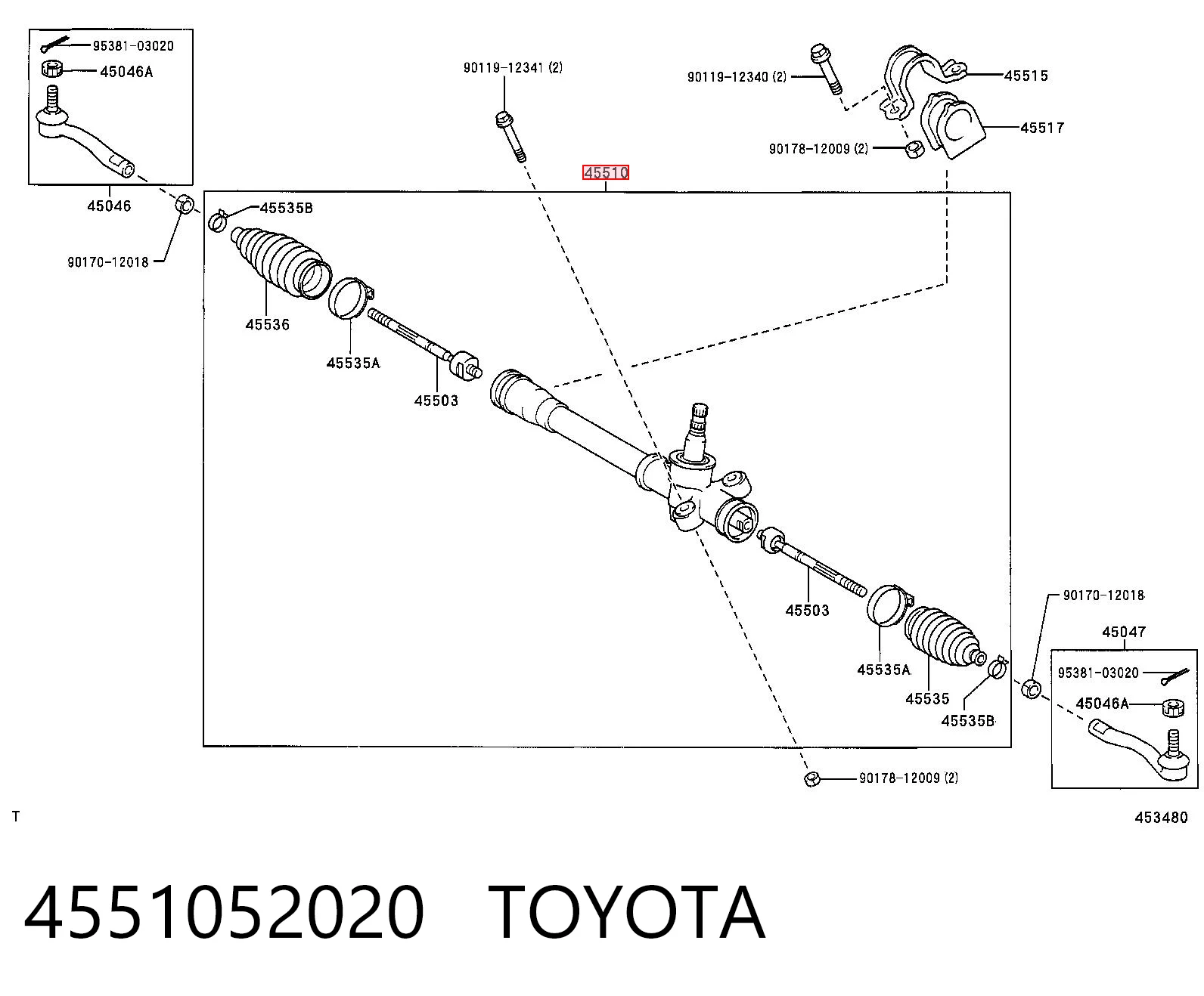4551052020 Toyota Listwa kierownicza (maglownica)