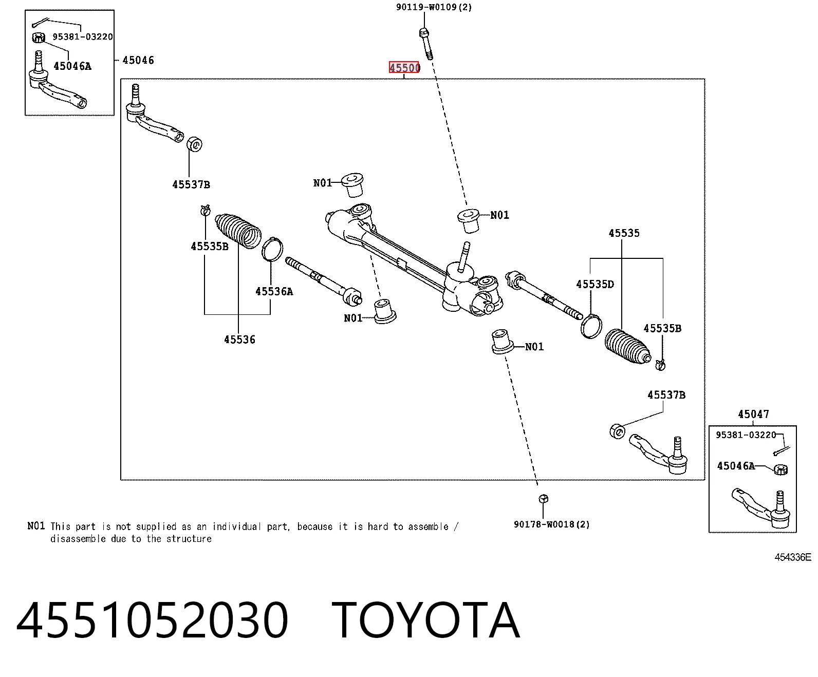 4551052030 Toyota Listwa kierownicza (maglownica)