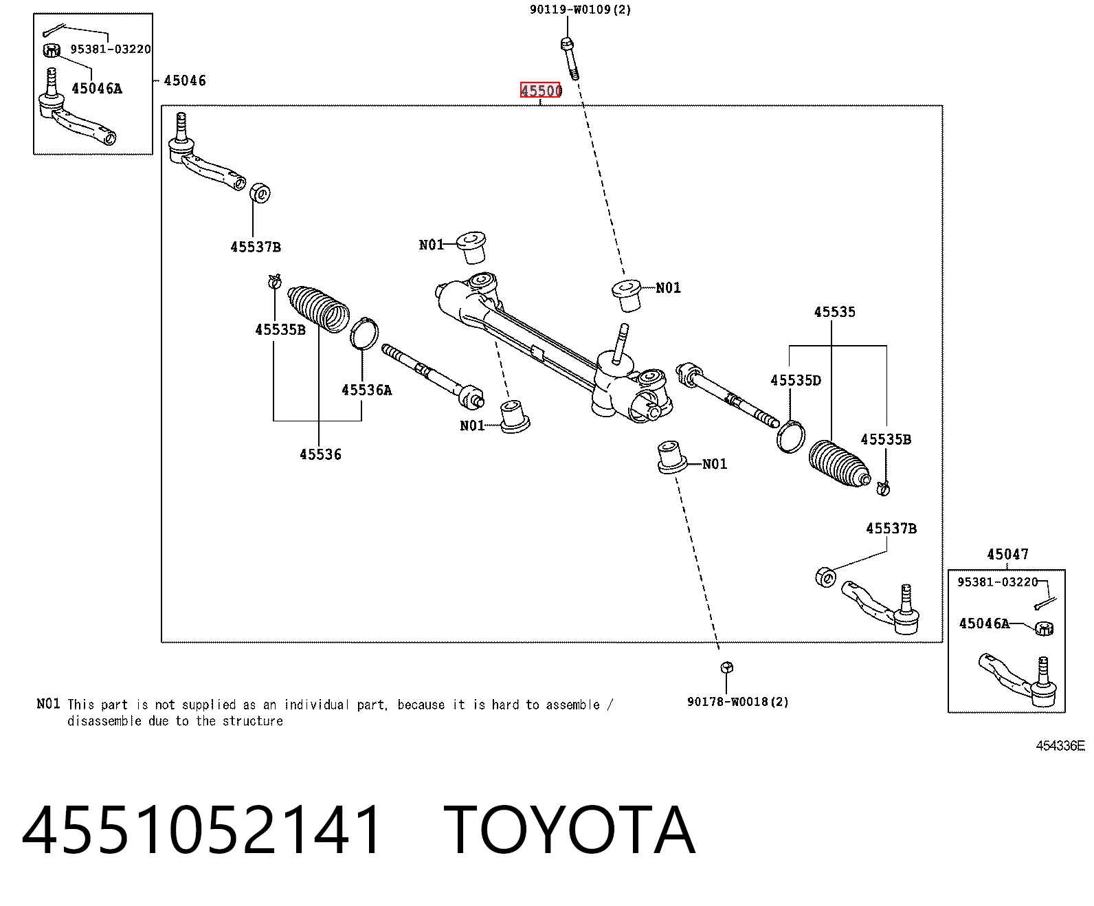 4551052141 Toyota Listwa kierownicza (maglownica)