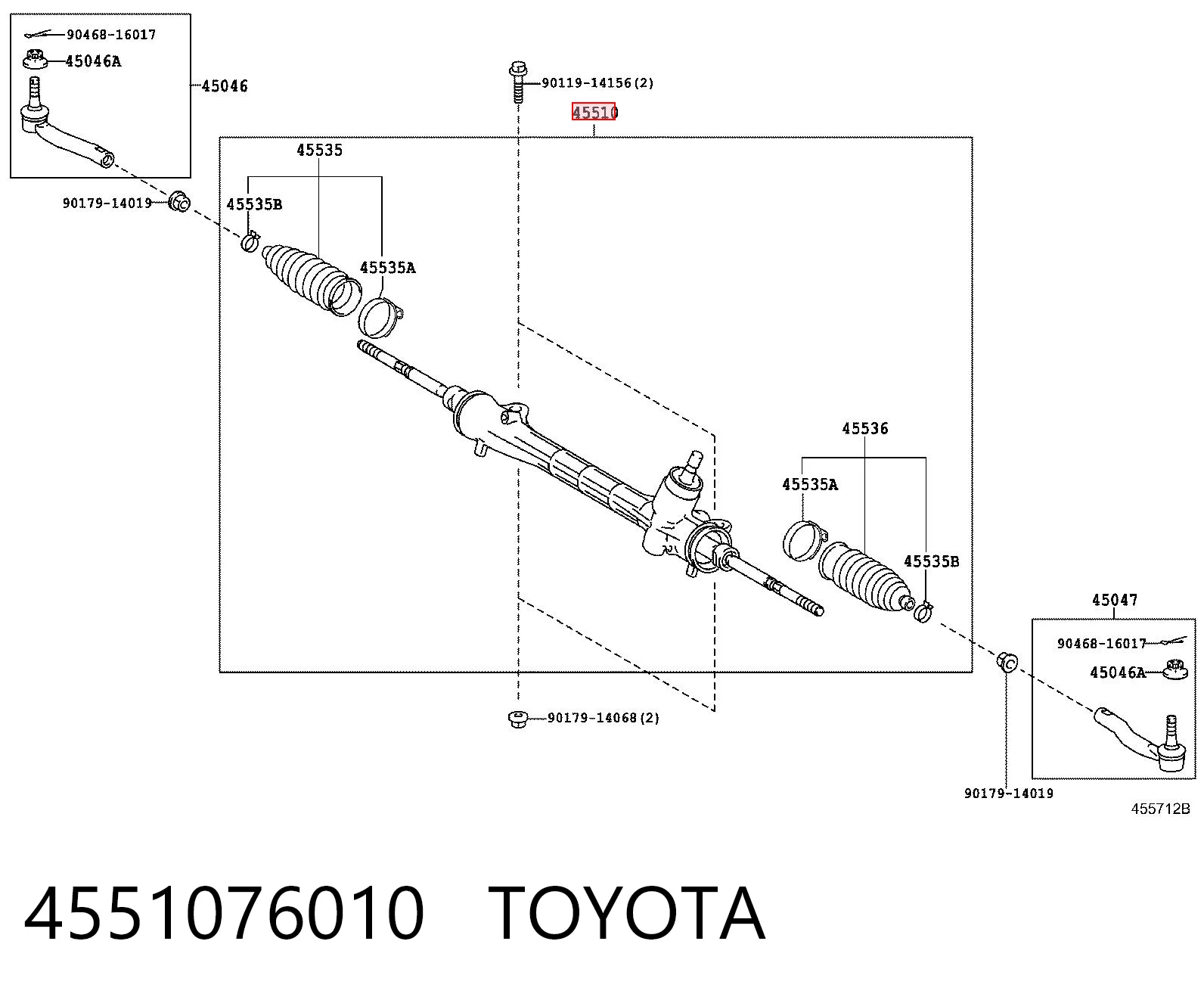 4551076010 Toyota Listwa kierownicza (maglownica)
