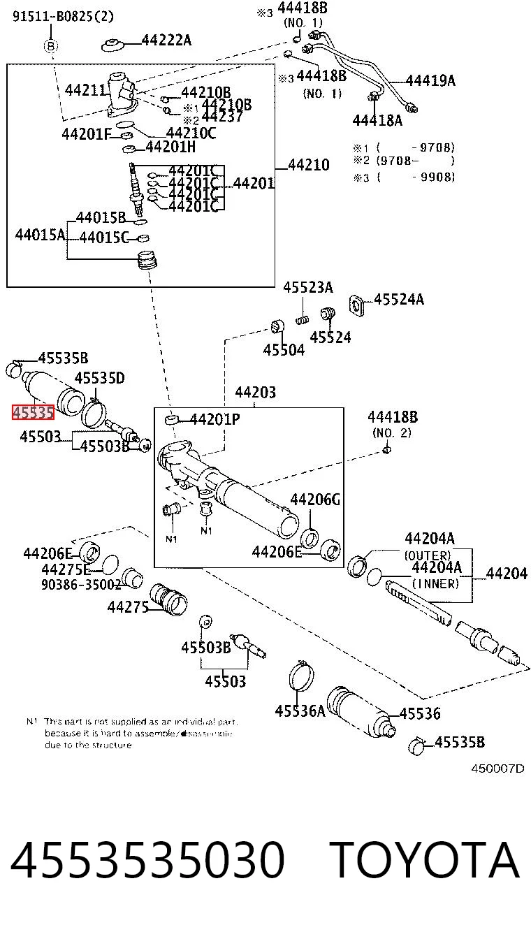 4553535030 Toyota Osłona mechanizmu kierowniczego (maglownicy)