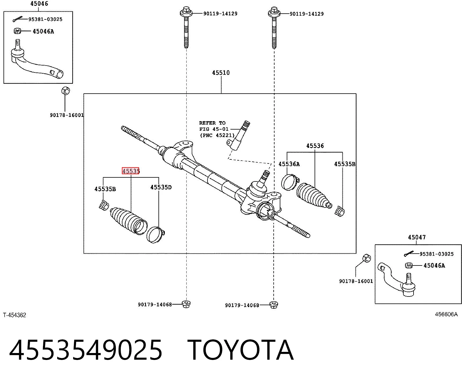 4553549025 Toyota Osłona mechanizmu kierowniczego (maglownicy)