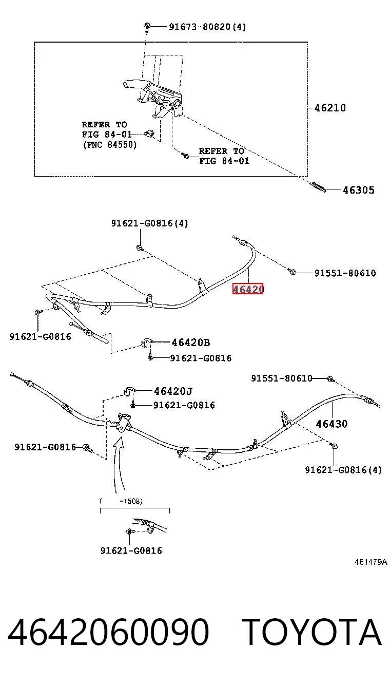4642060090 Toyota Linka hamulca ręcznego tylna prawa