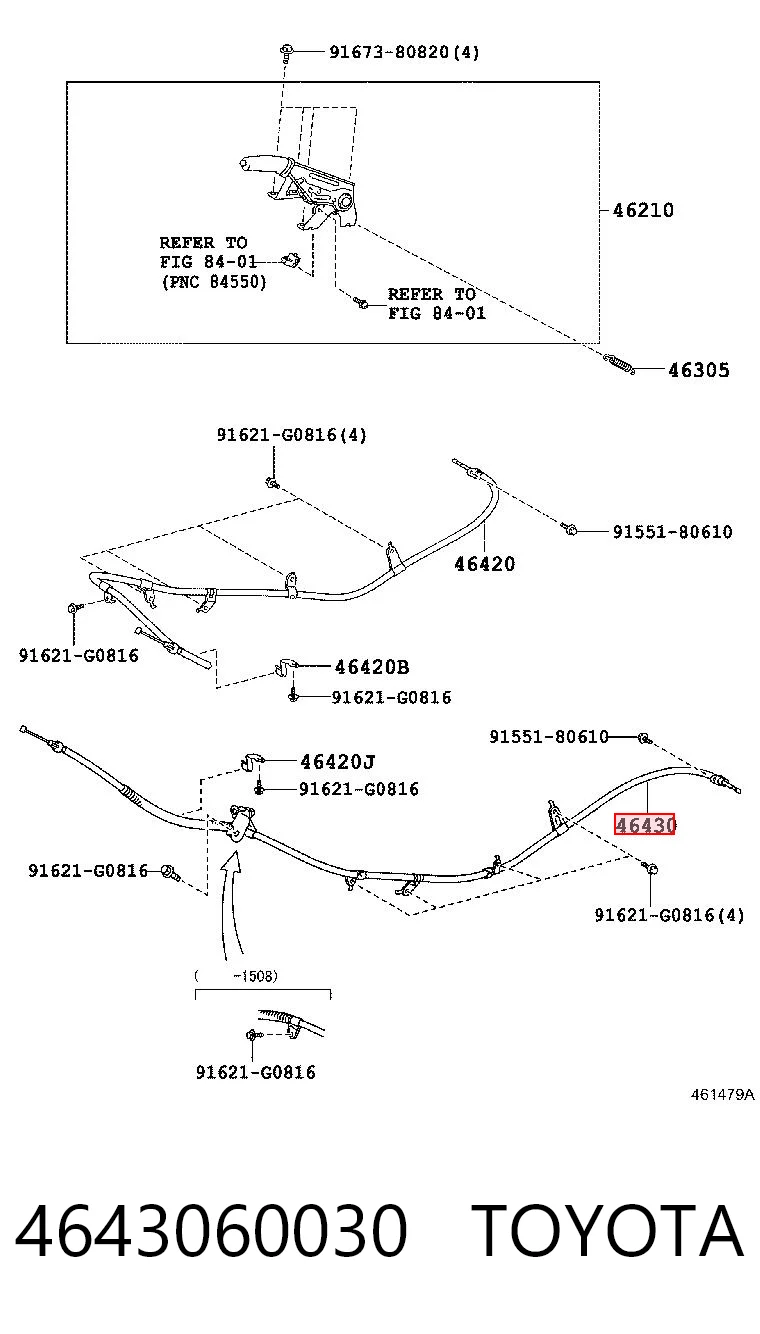 4643060030 Toyota Linka hamulca ręcznego tylna lewa