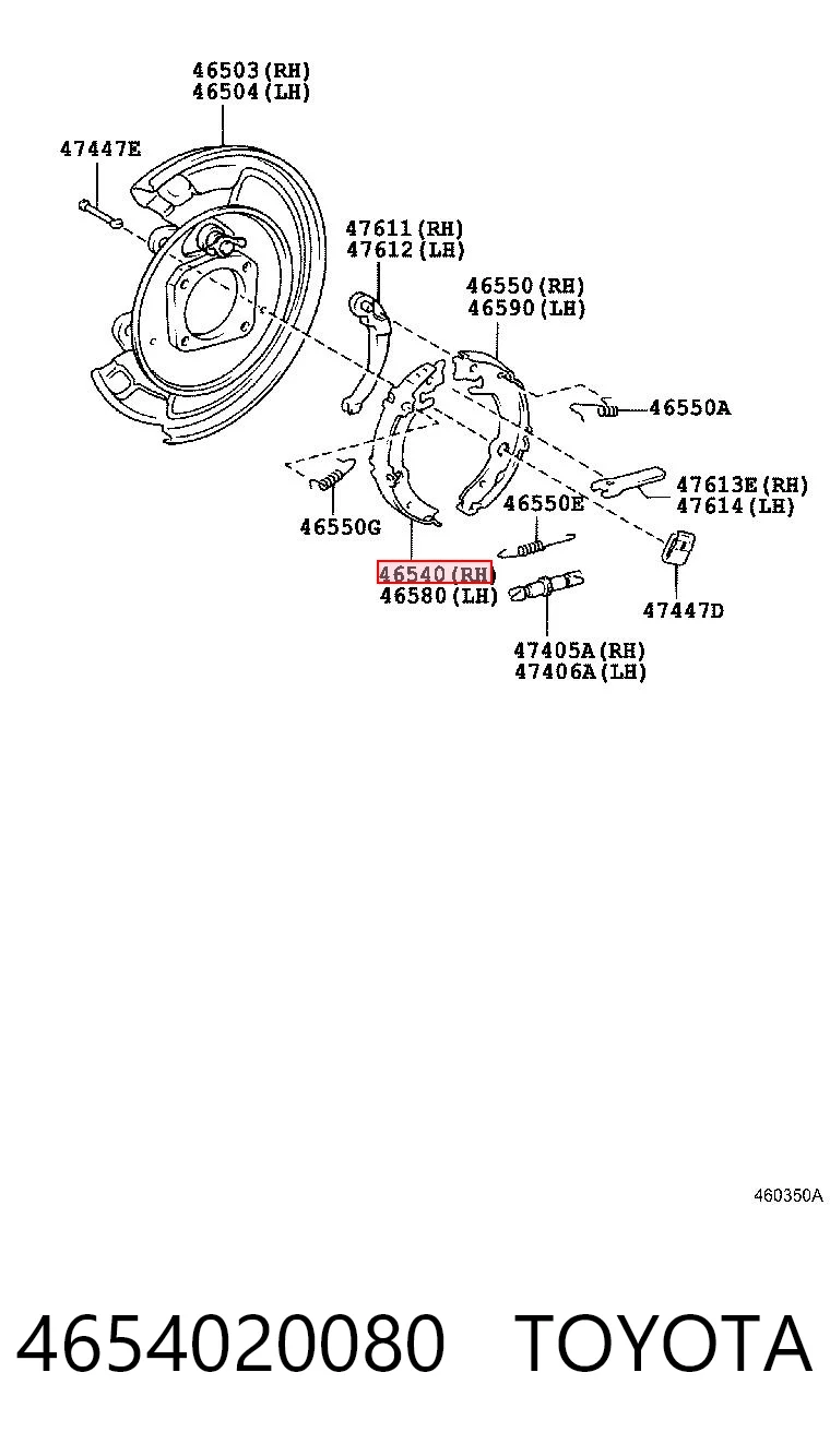 4654020080 Toyota Klocki hamulca ręcznego