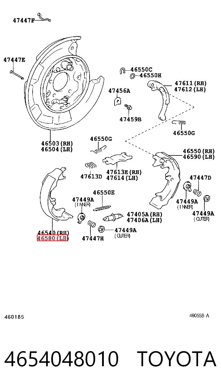 4654048010 Toyota Klocki hamulca ręcznego