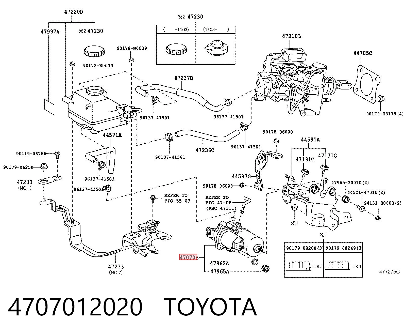 4707012020 Toyota Pompa ABS głównego cylindra hamulcowego