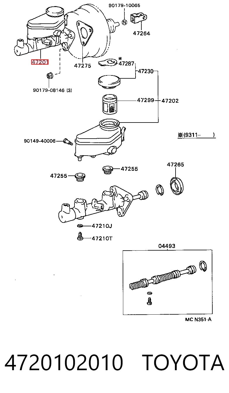 Główny cylinder hamulców Toyota Corolla 