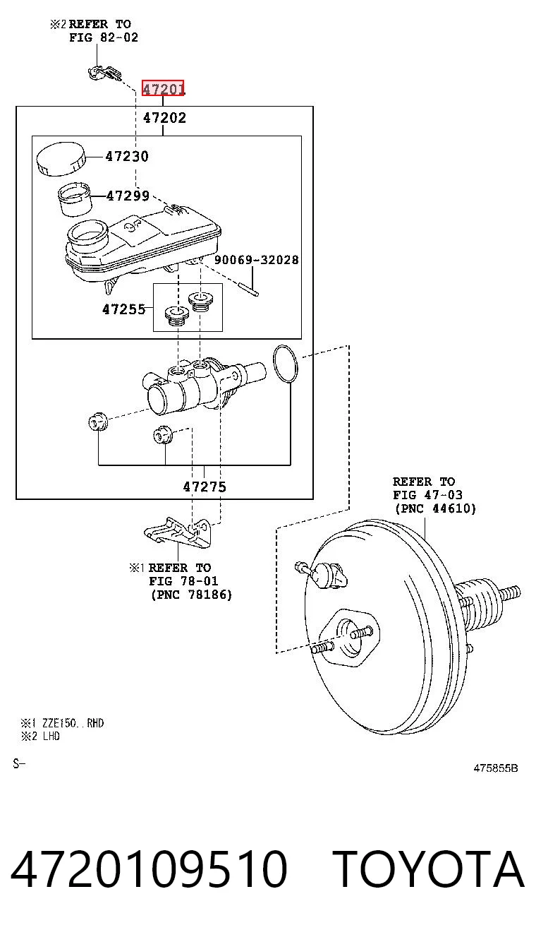 Do koszyka Główny cylinder hamulców Toyota Auris UKP E15